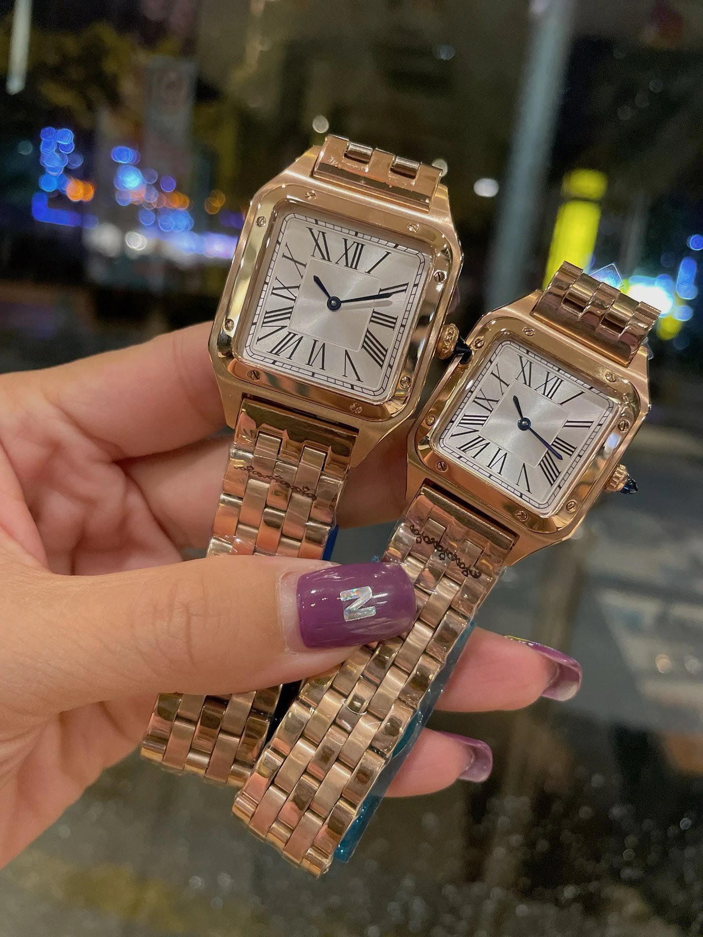 Rose Gold Shell, White Plate, Steel Belt