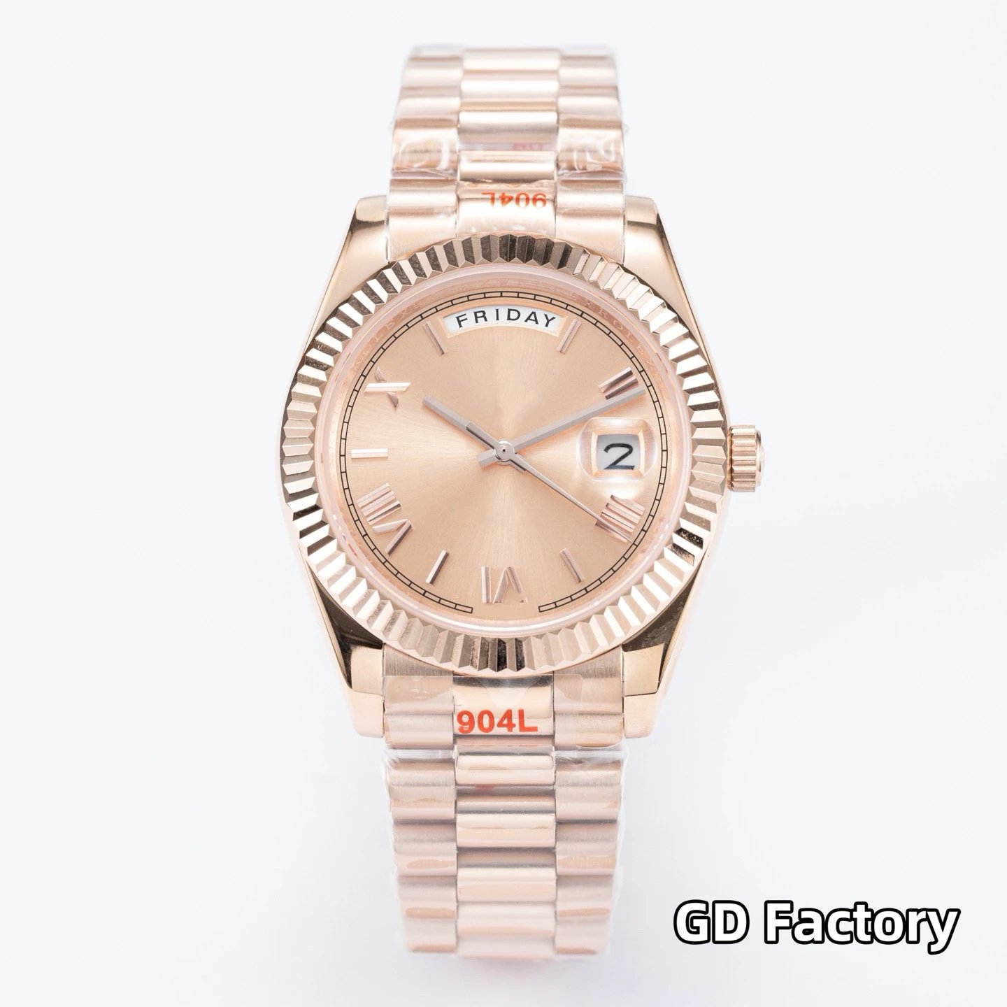 Roman Dial, Rose Gold Case, Champagne Dial, Steel Bracelet