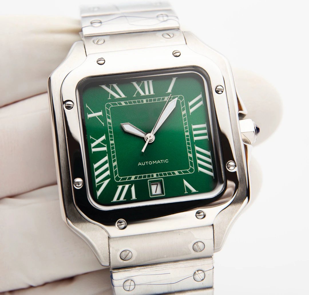 Silver shell, green plate, steel strip