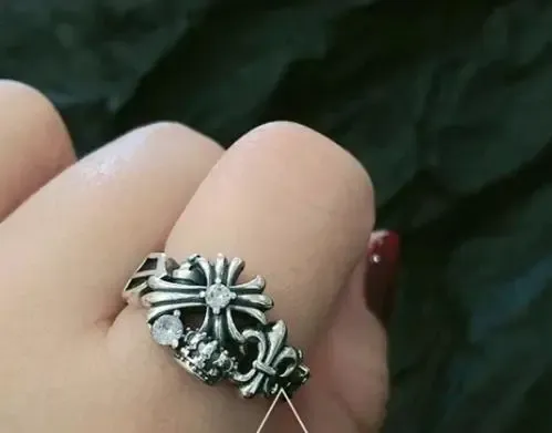 Chrome Hearts Cross and Fleur-de-Lis Ring Silver Jewelry - 1