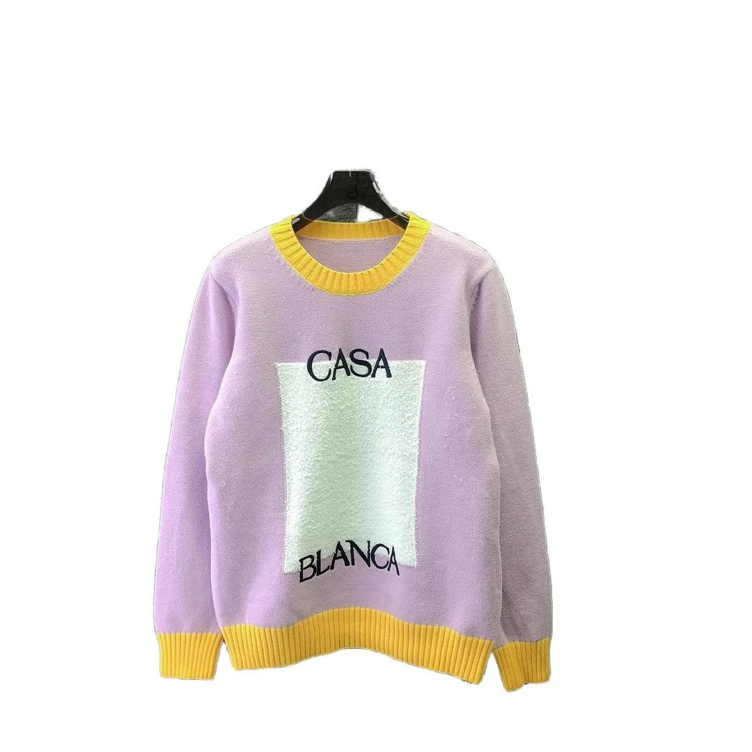 Knitted Polo Sweater White Woven Pattern Casual