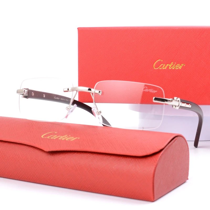 Cartier C De Cartier Rimless Optical Glasses Gold Brown - 17