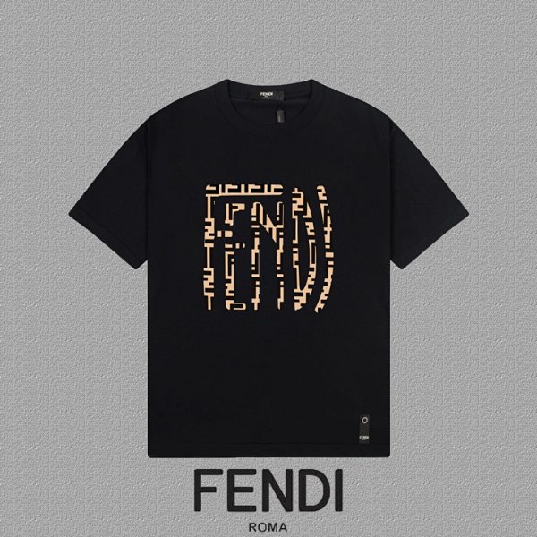FENDI FF Monogram & Lettering Patchwork Short-Sleeve Top