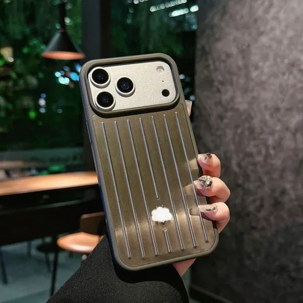 Custom Design Ribbed Metallic Olive Phone Case with Cloud Charm - 1