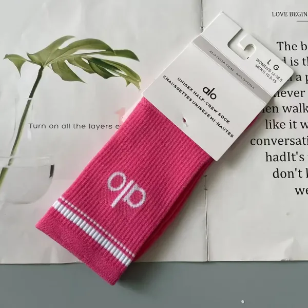 Alo Yoga Unisex Half-Crew Sock Pink Socks - 1