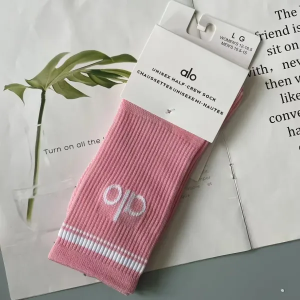 Alo Yoga Unisex Half-Crew Sock Pink Socks - 1