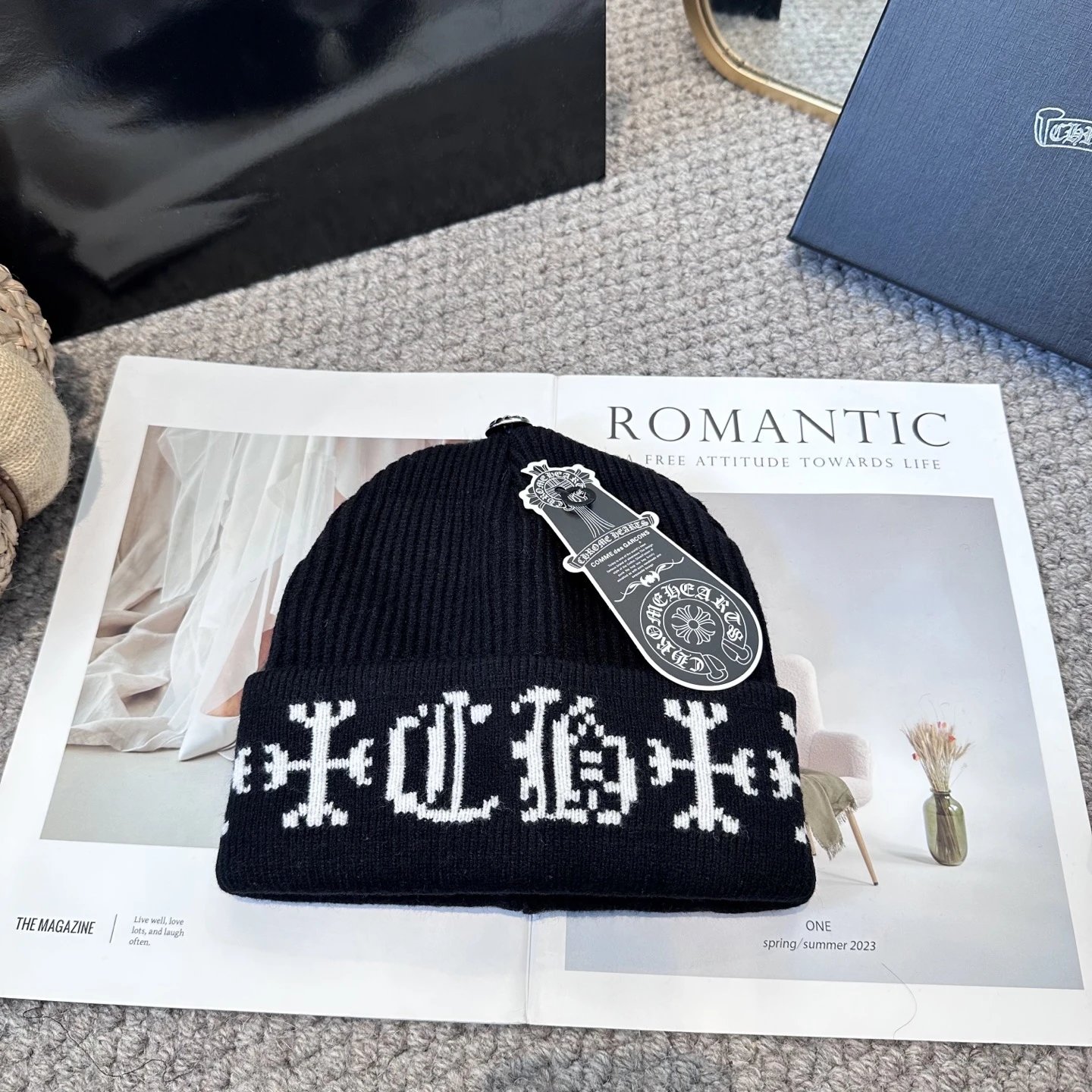 Chrome Hearts x Comme des Garçons Cross Embroidered Beanie White - 3