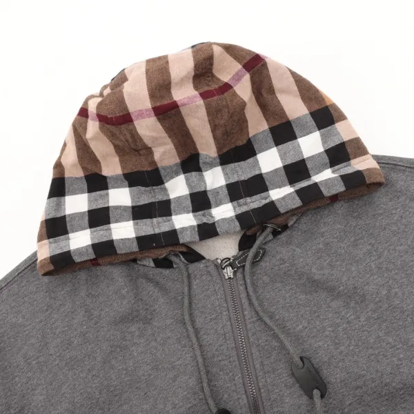 Burberry格子拼接拉链连帽卫衣 Black Hoodie - 15