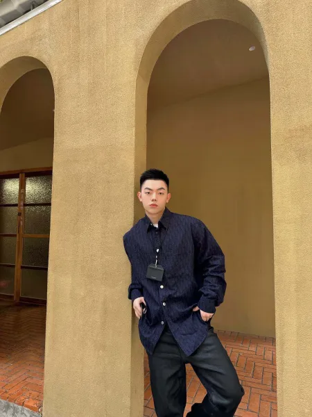Classic All-Over Print Vintage Denim Shirt Navy - 18