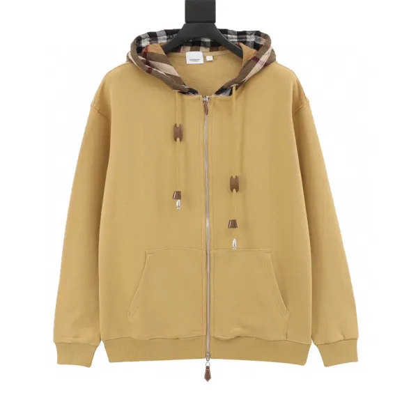 Burberry格子拼接拉链连帽卫衣 Black Hoodie - 21