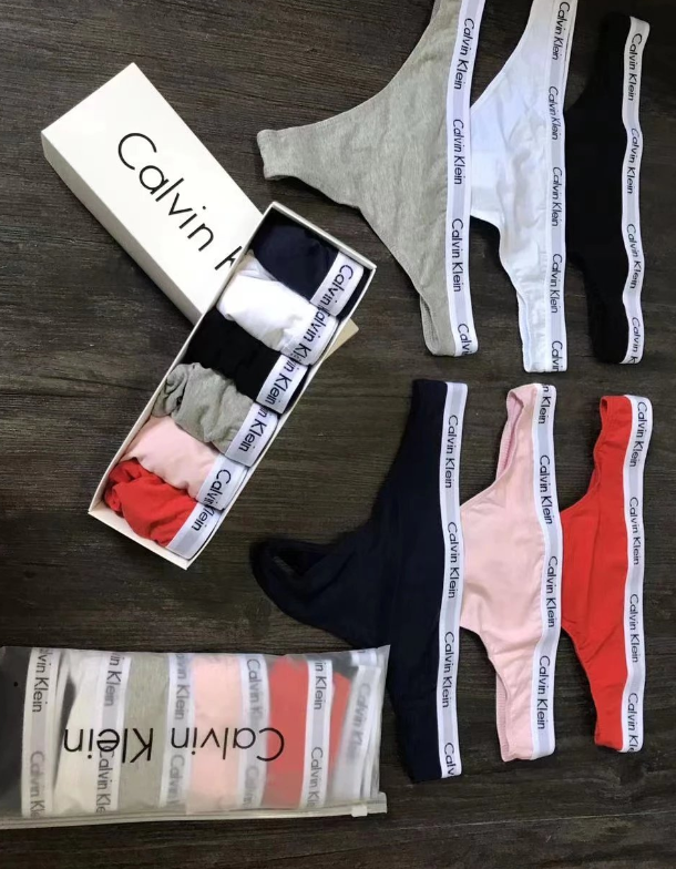 Women's T-Back Thong Panties with Small C Letter Print