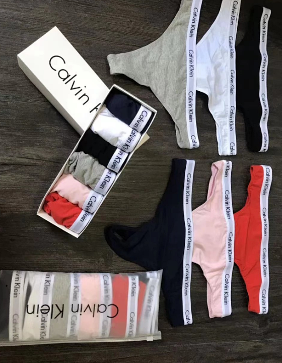 Women's T-Back Thong Panties with Small C Letter Print