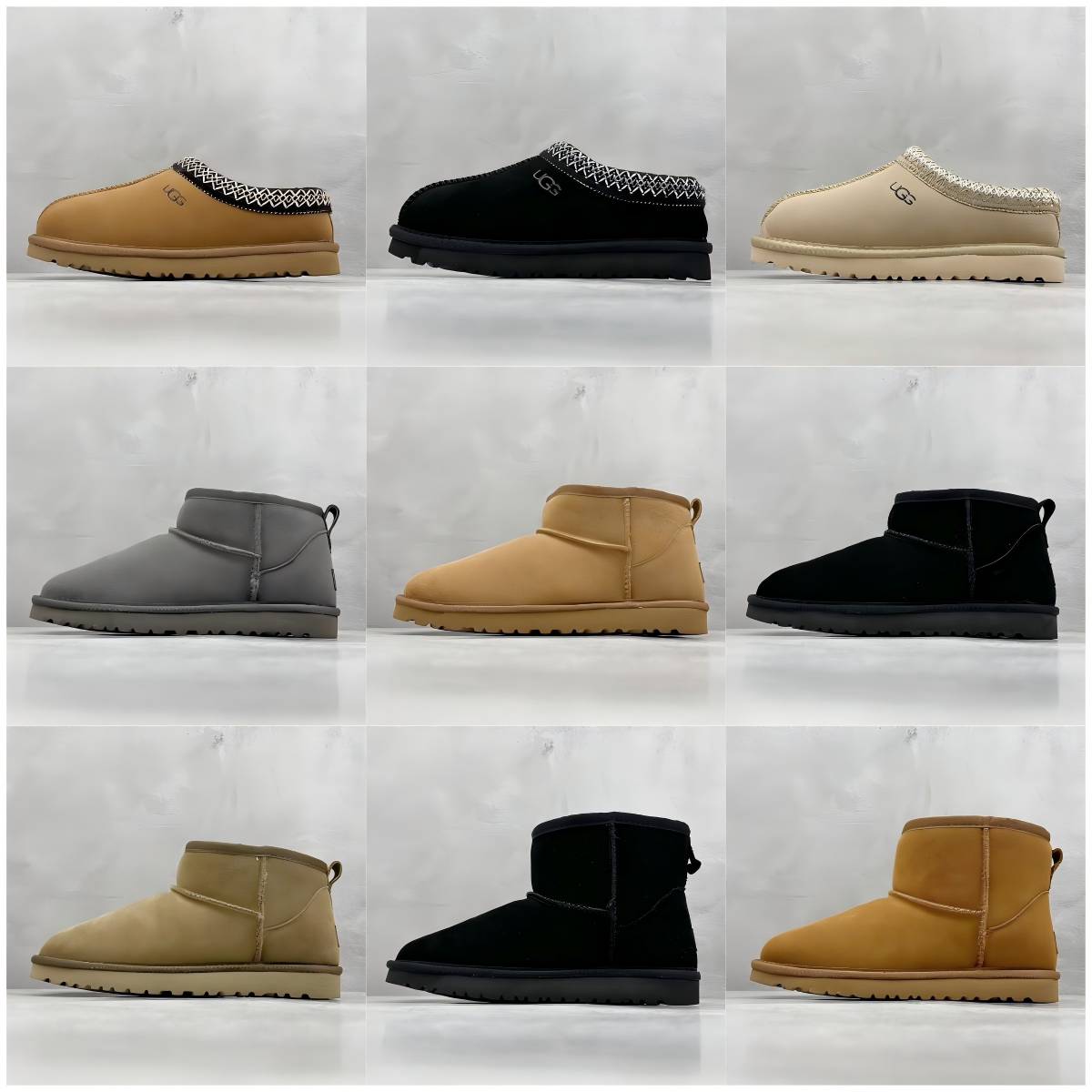 UGG 2024 Autumn/Winter New Arrivals, Wang Yibo Endorsed, Hot Selling Tasman Ethnic Style Muffins, a Top Selling Item on Xiaohongshu (Little Red Book). Ethnic Traditional CLASSIC MINI Official Classic Style, High-Quality Sheepskin, 15mm Outer Heel + 2cm Inner Wedge, Short Snow Boots.
