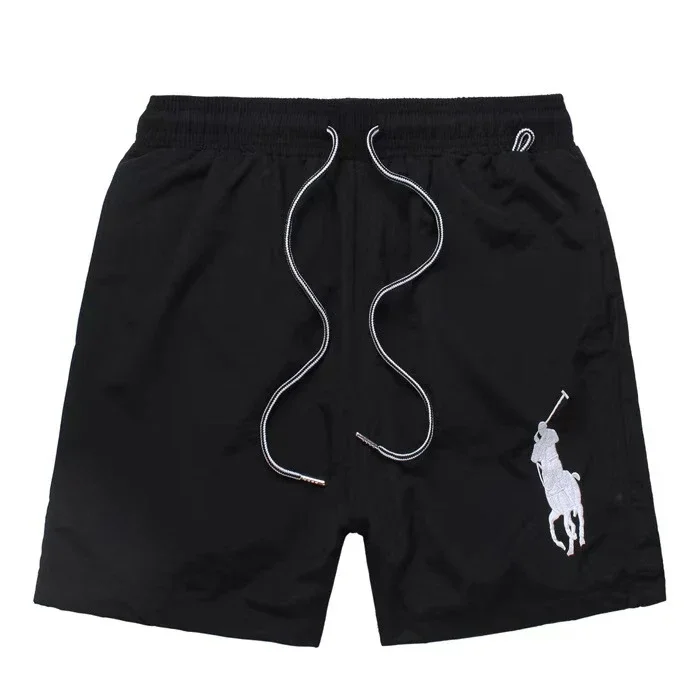 Ralph Lauren | Black Quick-Drying Beach Shorts with White Big Pony Embroidery