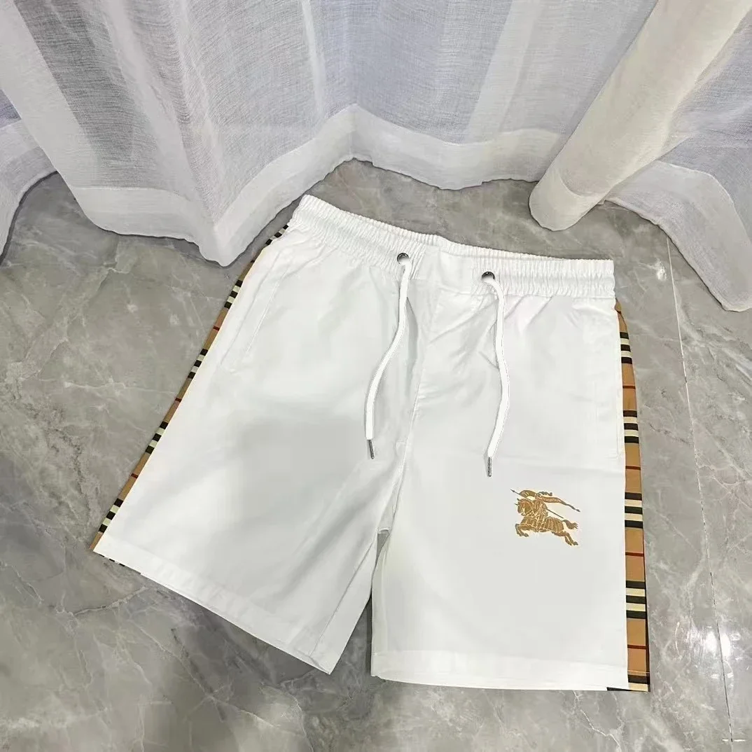 BURBERRY | Casual Shorts with Side Check and Equestrian Knight Embroidery
