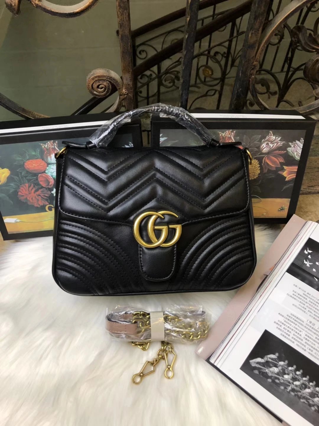 Black Quilted Leather Handbag