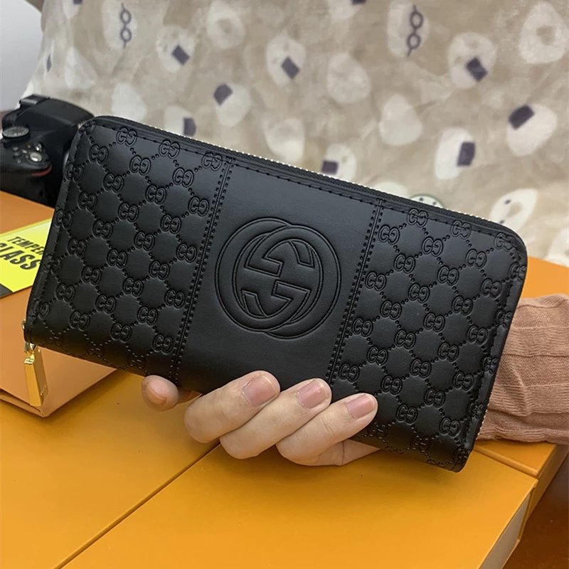 Black Leather Zipper Wallet