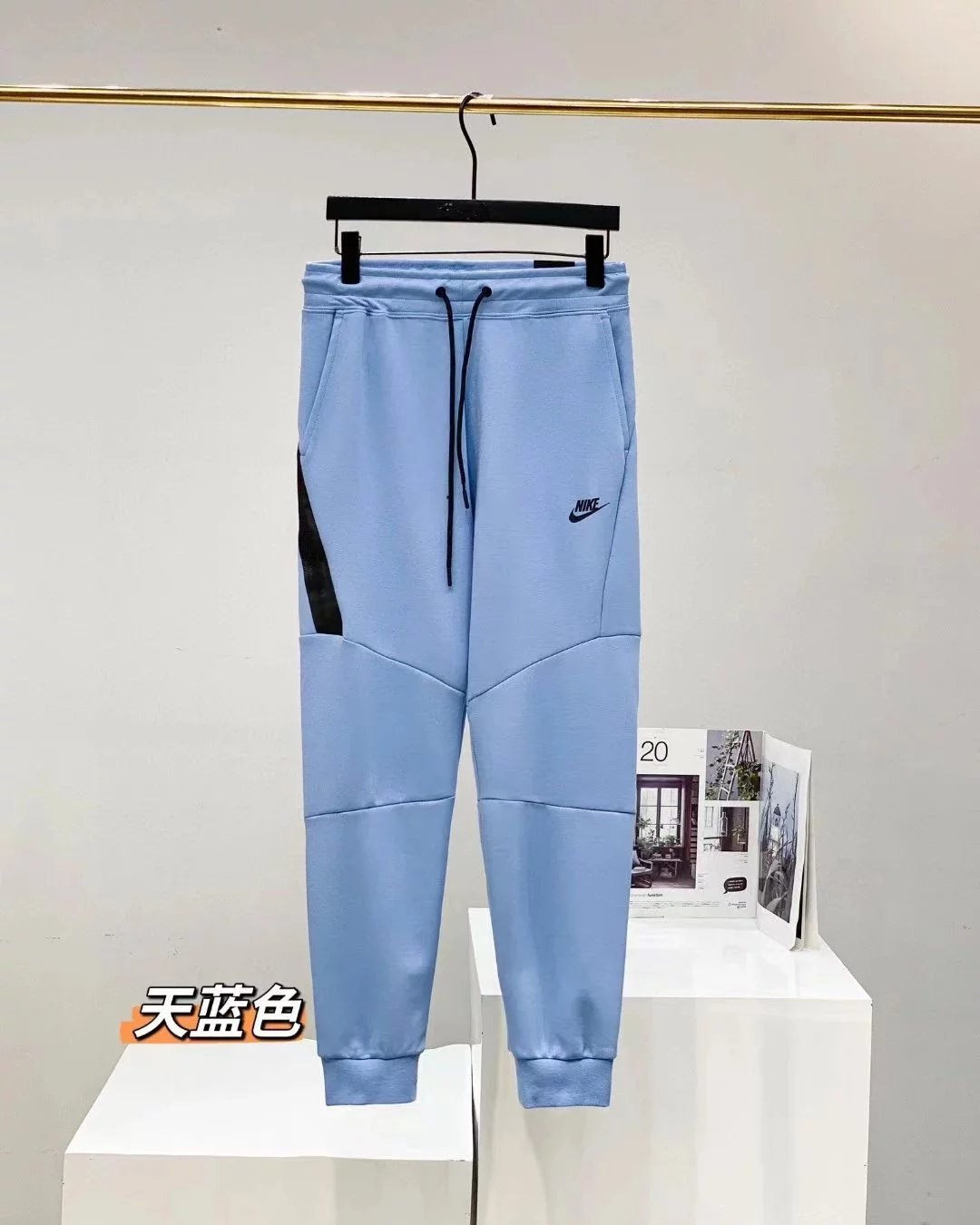 sky-blue pants