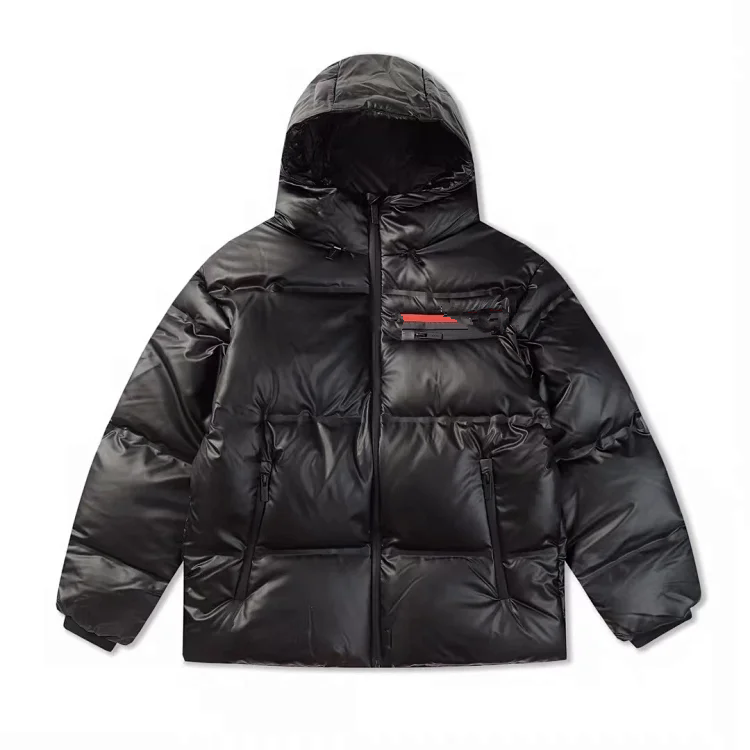 Pura solid color micro label solid color logo zipper hooded loose down jacket (return and exchange only within 7 days)