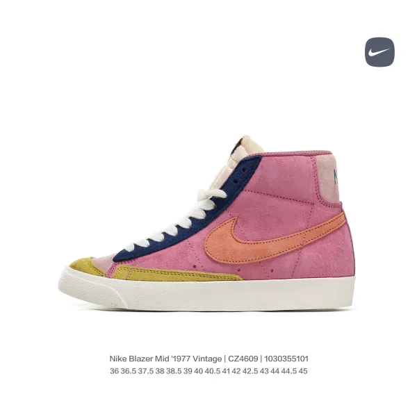 Nike Blazer Mid '1977 Vintage Pink Orange Yellow Navy Sneakers - 14