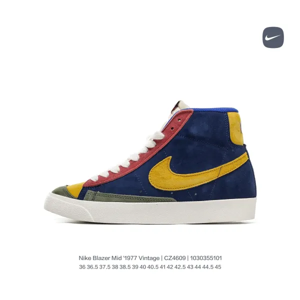 Nike Blazer Mid '1977 Vintage Pink Orange Yellow Navy Sneakers - 13