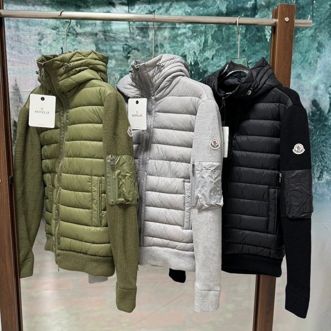 Grenoble City Ski Hybrid Knitted Splicing Series Horizontal Quilted Drawstring Hoodie Commuter Short Cotton Jacket