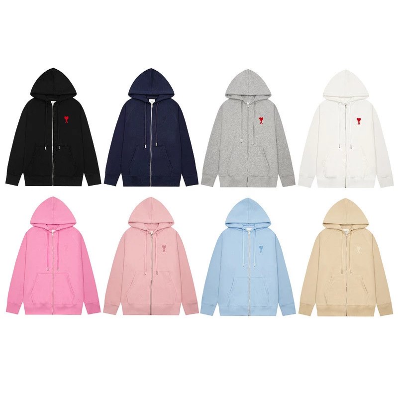 A//* M//* I Embroidered Love Hoodie Zipper Long Sleeve Hoodie Coat Unisex