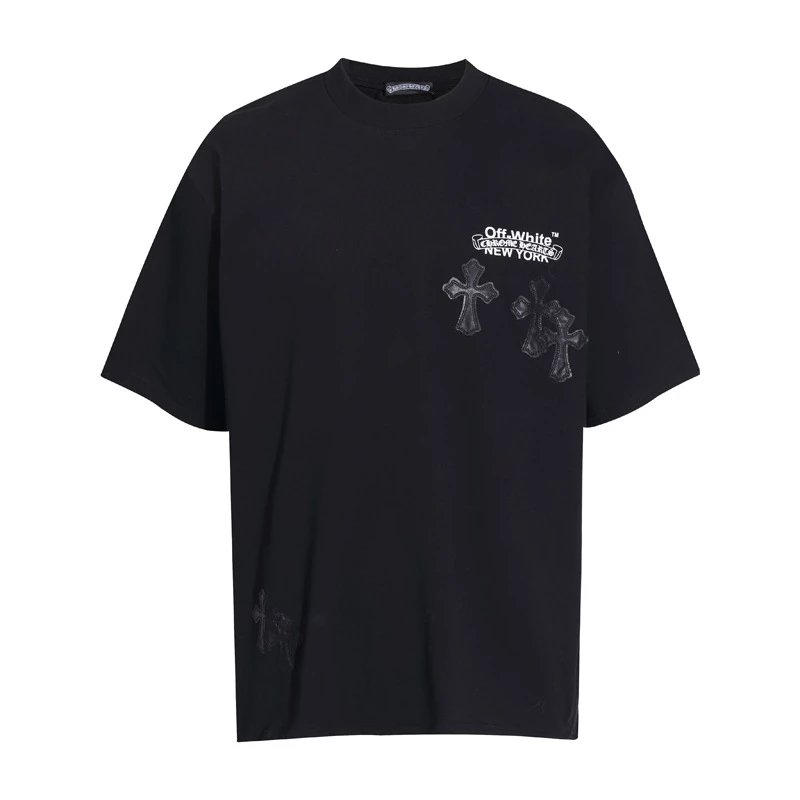 Black Chrome Hearts Red Floral Dagger Graphic T-Shirt