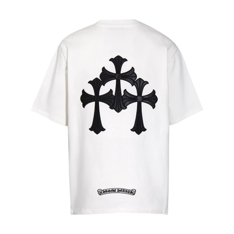 Black Chrome Hearts Red Floral Dagger Graphic T-Shirt