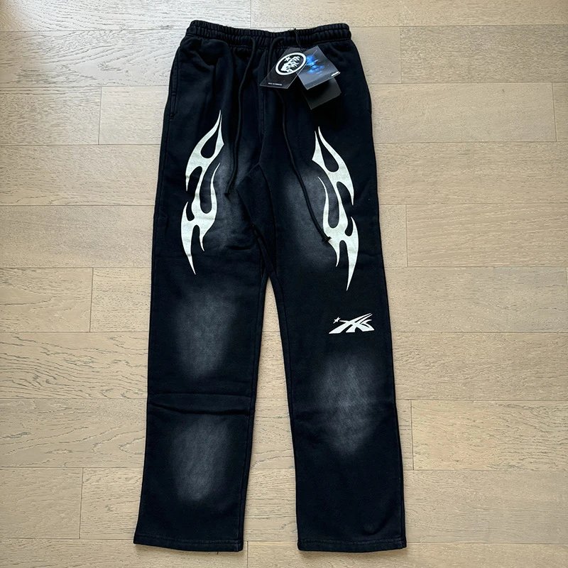 Black Flame Print Sweatpants