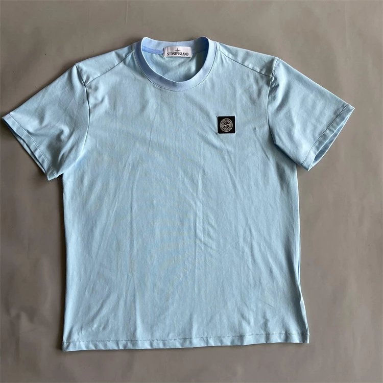Stone Island Blue Crew Neck T-Shirt with Compass Logo