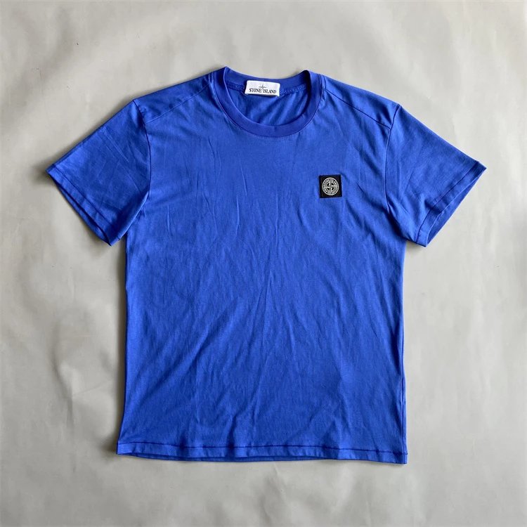 Stone Island Blue Crew Neck T-Shirt with Compass Logo