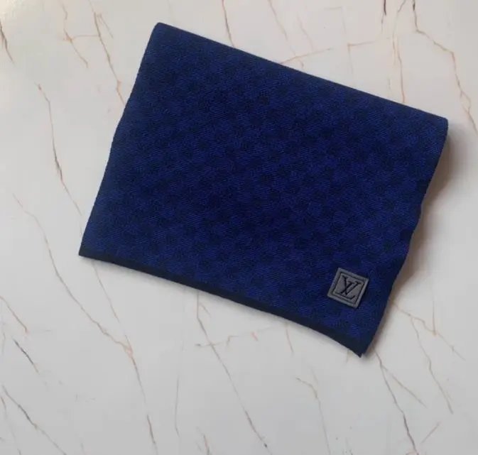 Leather Patch Scarf - Blue