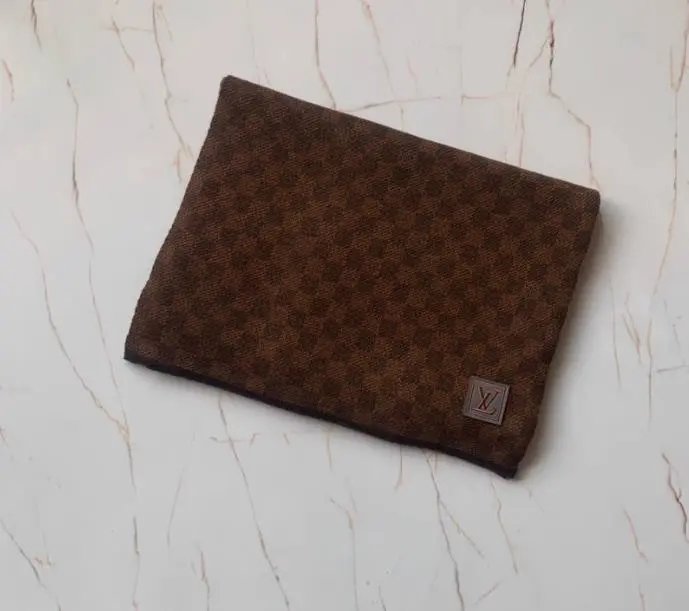 Leather Patch Scarf - Coffee