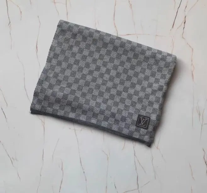 Leather Patch Scarf - Light Gray