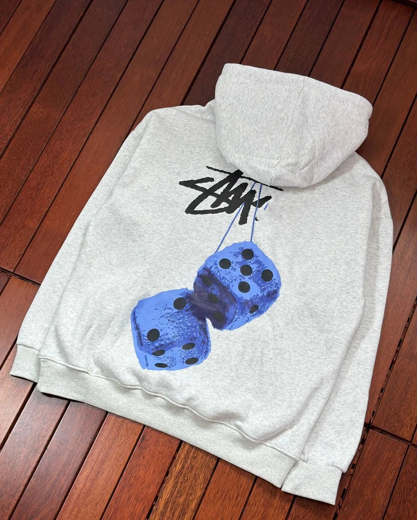 Blue dice white hoodie