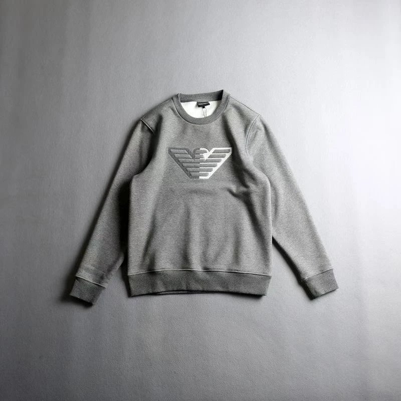 Emporio Armani Black Crewneck Sweatshirt with Contrast Eagle Logo