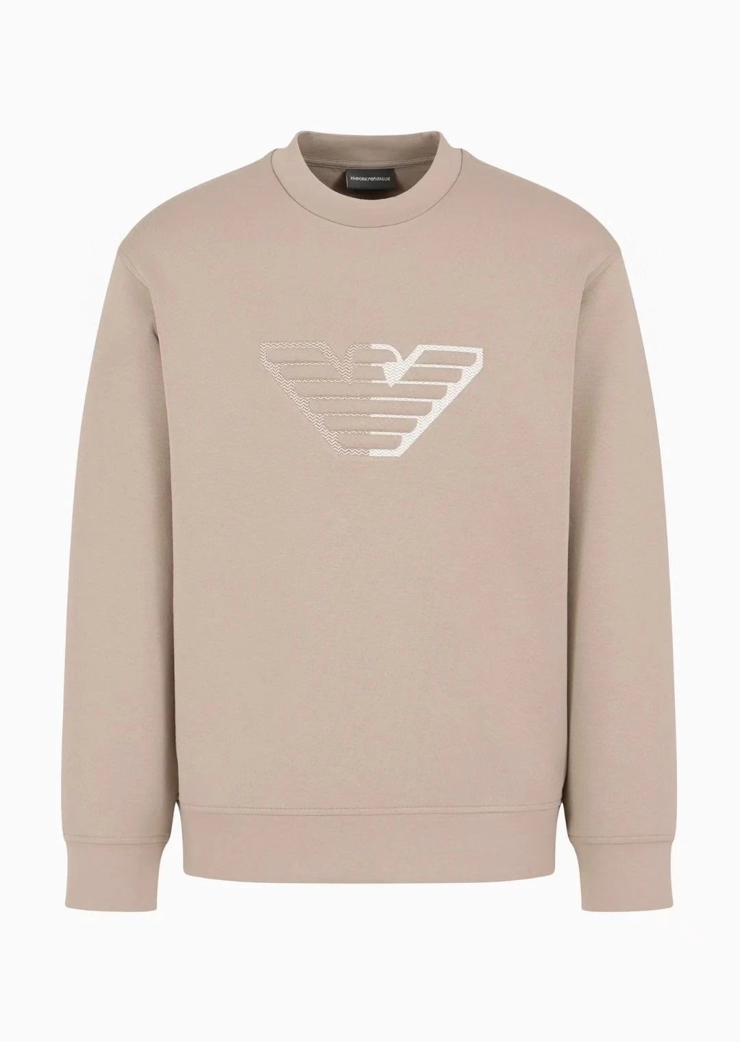 Emporio Armani Black Crewneck Sweatshirt with Contrast Eagle Logo