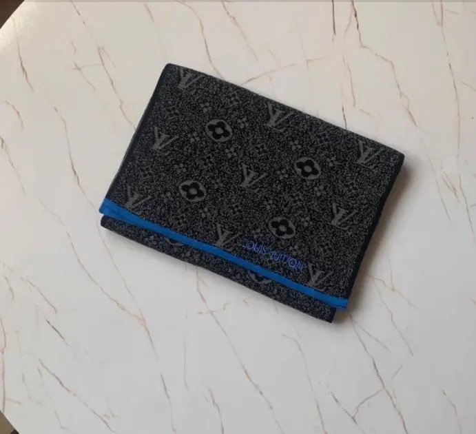 Embroidered Scarf - Blue Trim