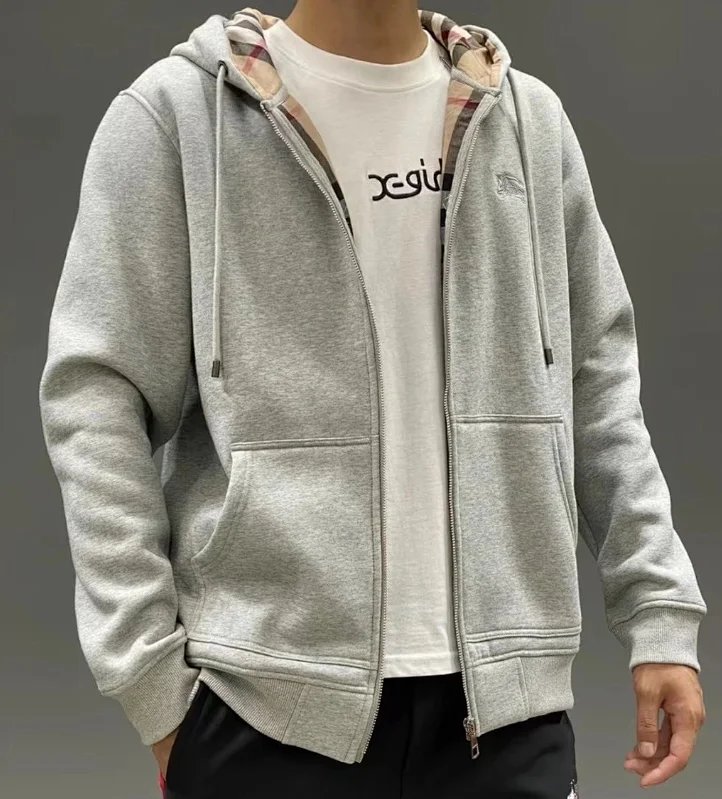 B Brand Hooded Zip-Up Sweatshirt in Pure Cotton
