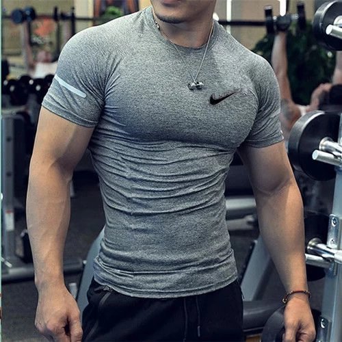 Gray Short Sleeve Silver Stripe