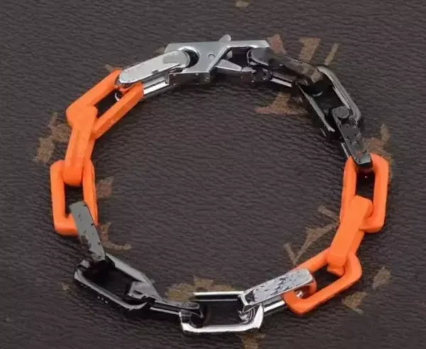 Design Chain Link Bracelet Orange and Black Jewelry - 1