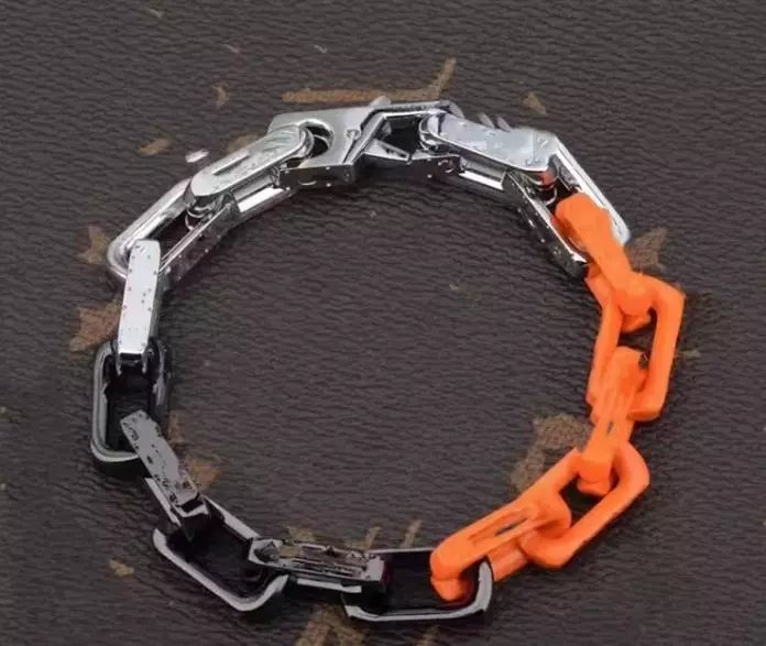 Louis Vuitton Monogram Chain Bracelet with Orange and Silver Links