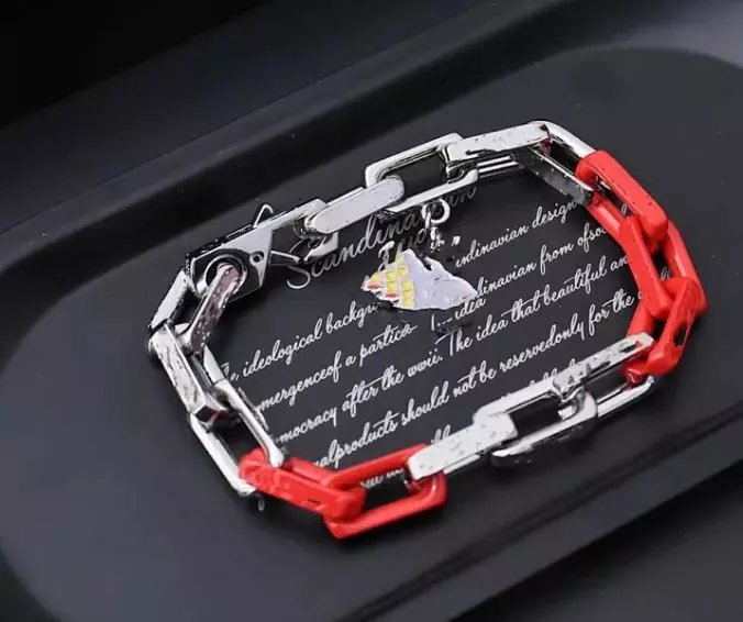 Louis Vuitton Monogram Chain Bracelet with Orange and Silver Links
