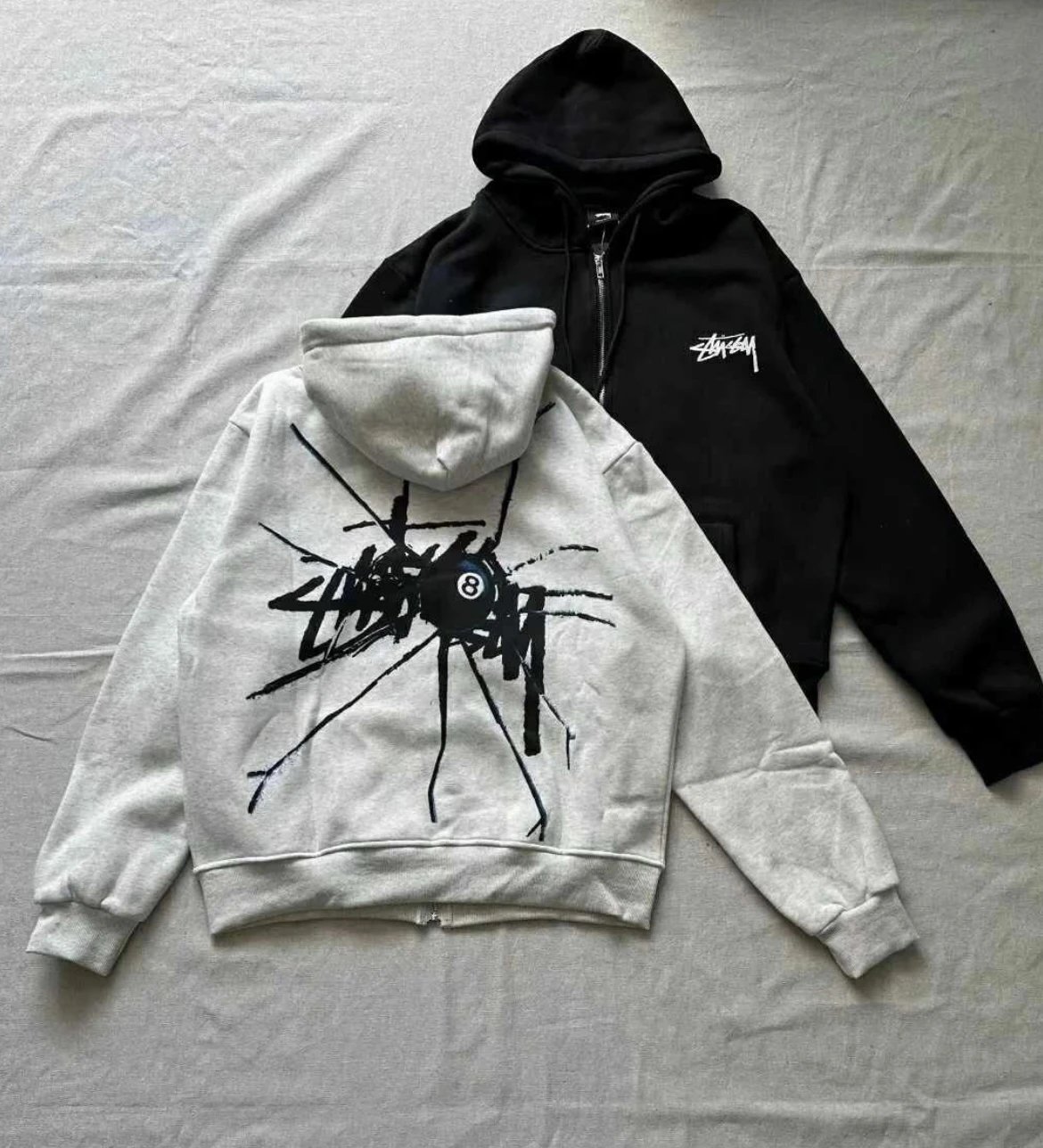 Black Spider Web Zip Sweat