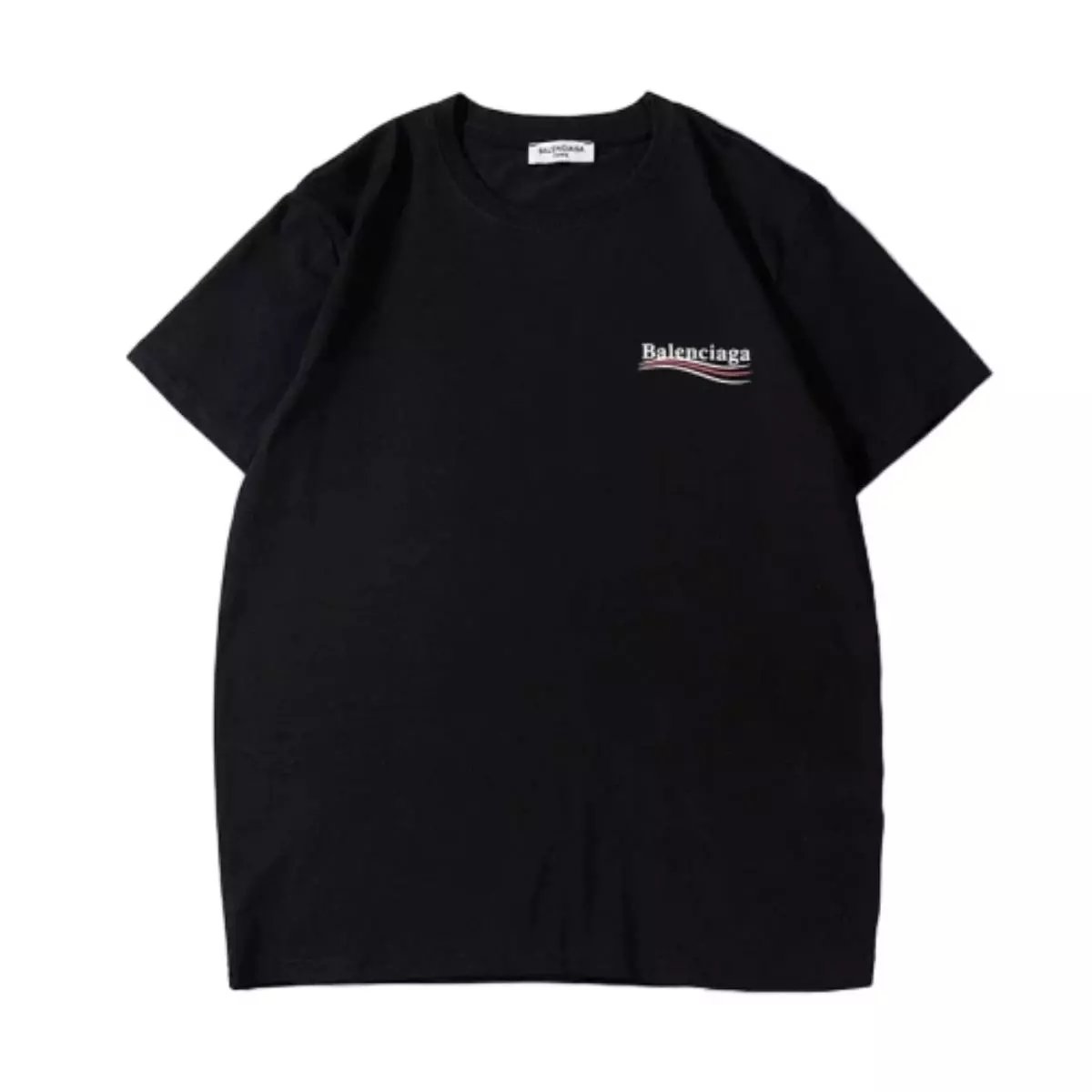 Balenciaga Black Cotton Logo Wave Unisex T-Shirt