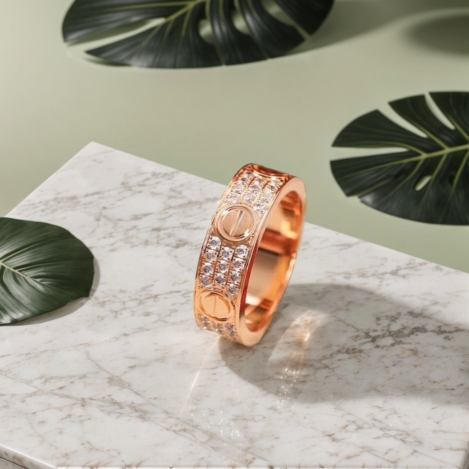 Cartier Love Ring Rose Gold with Diamond Jewelry - 5