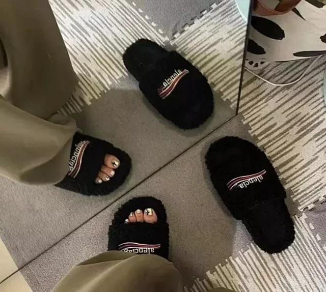 Unbranded Slippers Faux Shearling Open-Toe Slide product detail image 10