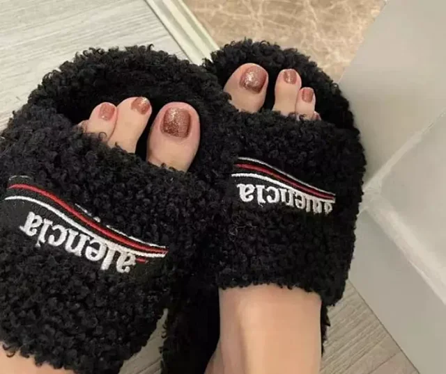Unbranded Slippers Faux Shearling Open-Toe Slide product detail image 11