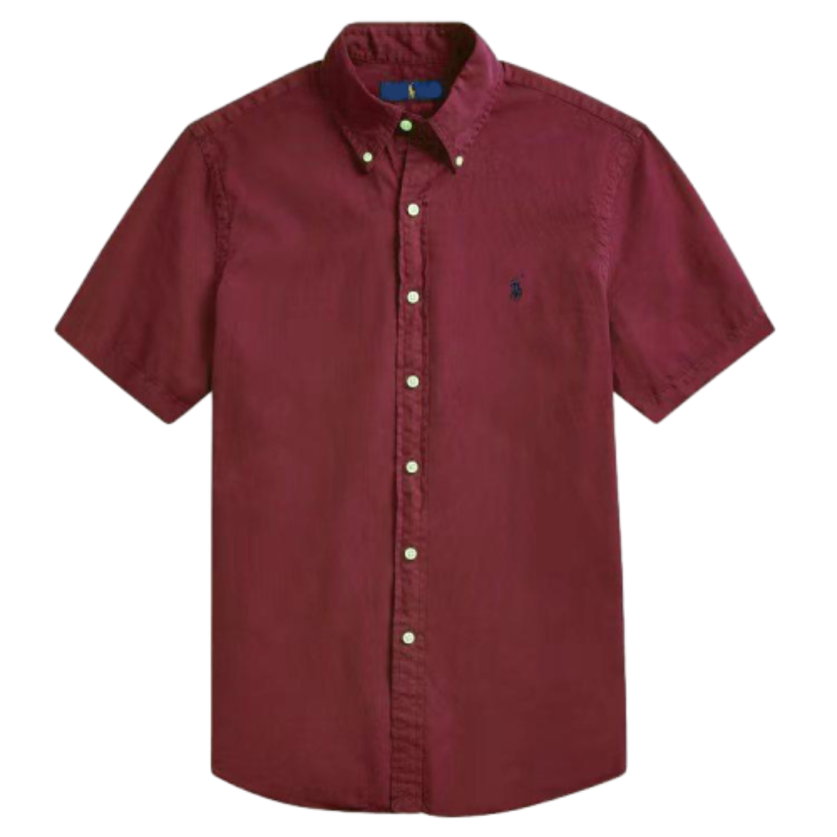 Burgundy Short-Sleeve Button-Down Shirt